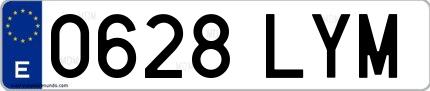 Ejemplo de matrícula española 0628 LYM