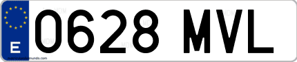 Ejemplo de matrícula de coche ordinaria 0628 MVL