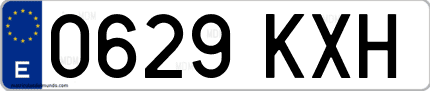 Ejemplo de matrícula de coche ordinaria 0629 KXH