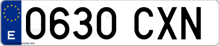 Ejemplo de matrícula de coche ordinaria 0630 CXN