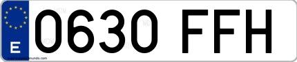 Ejemplo de matrícula española 0630 FFH