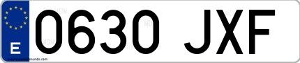 Ejemplo de matrícula española 0630 JXF