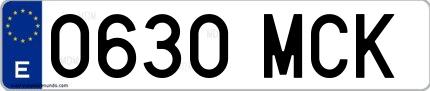 Ejemplo de matrícula española 0630 MCK