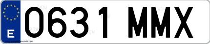 Ejemplo de matrícula española 0631 MMX