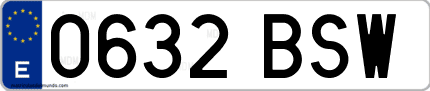 Ejemplo de matrícula de coche ordinaria 0632 BSW