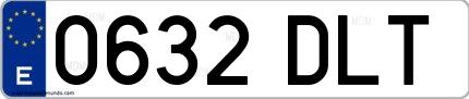 Ejemplo de matrícula española 0632 DLT