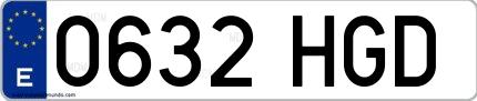 Ejemplo de matrícula española 0632 HGD