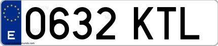 Ejemplo de matrícula española 0632 KTL
