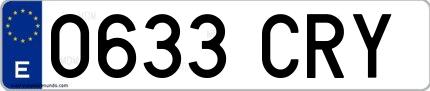 Ejemplo de matrícula española 0633 CRY
