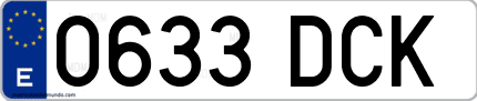 Ejemplo de matrícula de coche ordinaria 0633 DCK