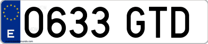 Ejemplo de matrícula de coche ordinaria 0633 GTD