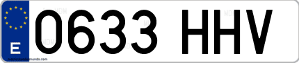 Ejemplo de matrícula de coche ordinaria 0633 HHV