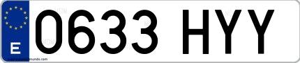 Ejemplo de matrícula española 0633 HYY