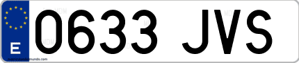 Ejemplo de matrícula de coche ordinaria 0633 JVS