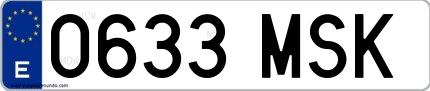 Ejemplo de matrícula española 0633 MSK