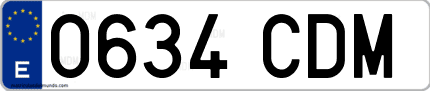 Ejemplo de matrícula de coche ordinaria 0634 CDM