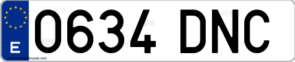 Ejemplo de matrícula de coche ordinaria 0634 DNC