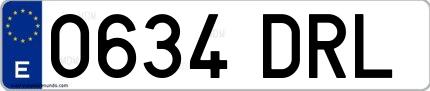 Ejemplo de matrícula española 0634 DRL