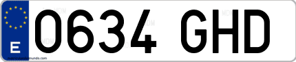 Ejemplo de matrícula de coche ordinaria 0634 GHD