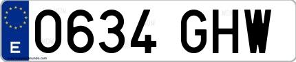 Ejemplo de matrícula española 0634 GHW