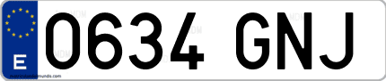 Ejemplo de matrícula de coche ordinaria 0634 GNJ
