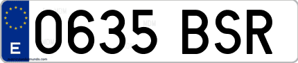Ejemplo de matrícula de coche ordinaria 0635 BSR
