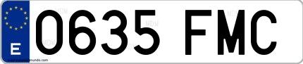 Ejemplo de matrícula española 0635 FMC