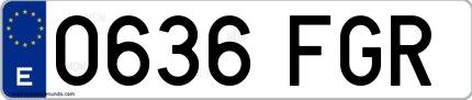 Ejemplo de matrícula española 0636 FGR