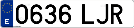 Ejemplo de matrícula de coche ordinaria 0636 LJR