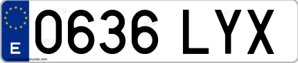 Ejemplo de matrícula de coche ordinaria 0636 LYX