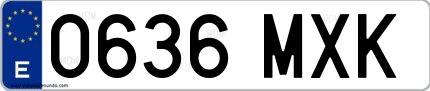 Ejemplo de matrícula española 0636 MXK