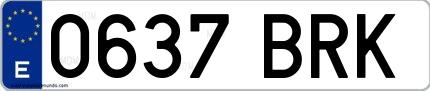 Ejemplo de matrícula española 0637 BRK
