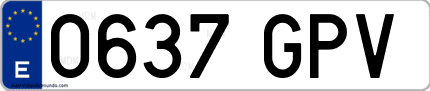 Ejemplo de matrícula de coche ordinaria 0637 GPV