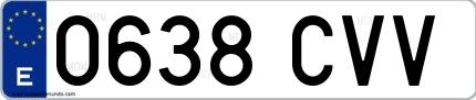 Ejemplo de matrícula española 0638 CVV