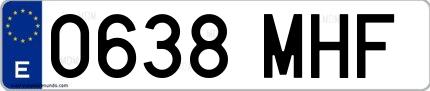 Ejemplo de matrícula española 0638 MHF