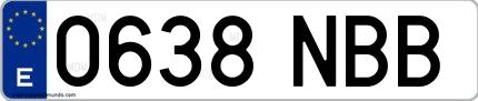 Ejemplo de matrícula española 0638 NBB