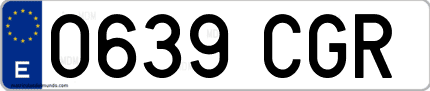 Ejemplo de matrícula de coche ordinaria 0639 CGR