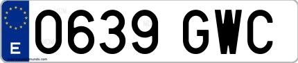 Ejemplo de matrícula española 0639 GWC