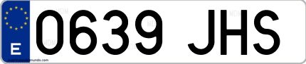 Ejemplo de matrícula de coche ordinaria 0639 JHS