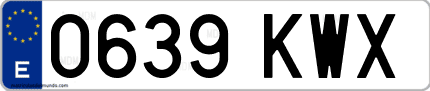 Ejemplo de matrícula de coche ordinaria 0639 KWX