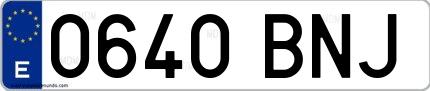 Ejemplo de matrícula española 0640 BNJ
