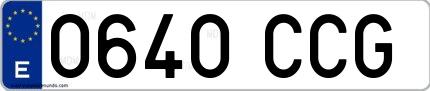 Ejemplo de matrícula española 0640 CCG