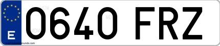 Ejemplo de matrícula española 0640 FRZ