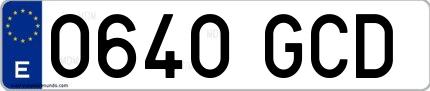 Ejemplo de matrícula española 0640 GCD