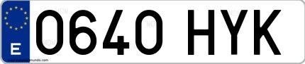 Ejemplo de matrícula española 0640 HYK