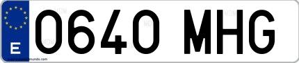 Ejemplo de matrícula española 0640 MHG
