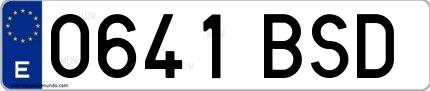 Ejemplo de matrícula española 0641 BSD