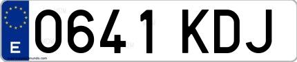 Ejemplo de matrícula española 0641 KDJ