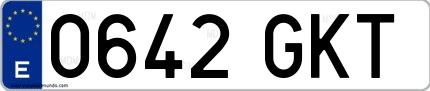 Ejemplo de matrícula española 0642 GKT