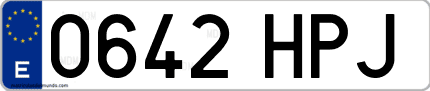 Ejemplo de matrícula de coche ordinaria 0642 HPJ